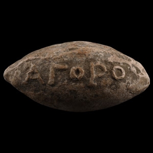 Greek Slingshot with Inscription