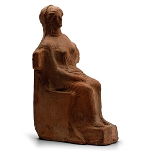 Greek Terracotta Figure of a Seated Goddess