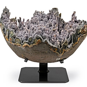 Round Amethyst Crystal Geode with Polished Borders