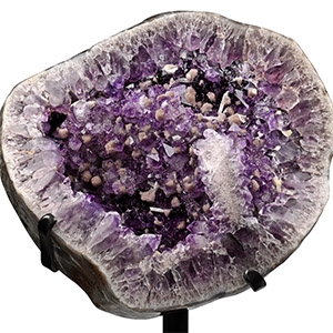 Deep Purple Amethyst Crystals with Calcite Snowballs