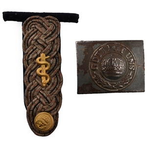 German WWI Kriegsmarine Medical Majors Naval Patch and Prussian Buckle Group