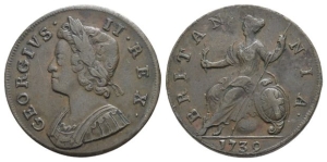 Great Britain. Hanover, George II CU Halfpenny.