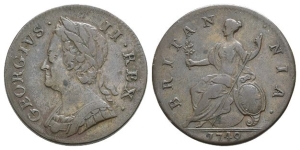Great Britain. Hanover, George II CU Halfpenny.