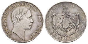 German States. Baden (Grand Duchy), Friedrich I AR Vereinsthaler.