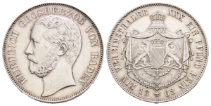 German States. Baden (Grand Duchy), Friedrich I AR Vereinsthaler.