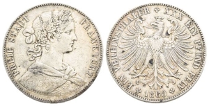 German States. Free Imperial City of Frankfurt AR Vereinsthaler.