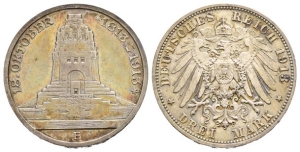 German States. Saxony (Kingdom), Friedrich August III AR 3 Mark.