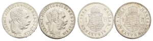 Group of Two [2] Hungary, Franz Joseph I AR Forint.
