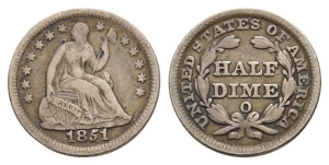 United States of America AR Half Dime or 5 Cents.