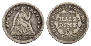 United States of America AR Half Dime or 5 Cents.