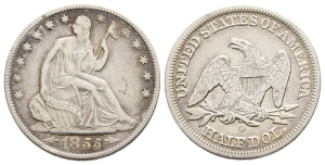United States of America AR Seated Liberty Half Dollar or 50 Cents.