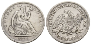United States of America AR Seated Liberty Half Dollar or 50 Cents.