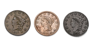 United States of America. Group of Three [3] AE Braided Hair Cents.