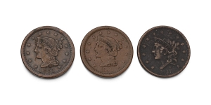 United States of America. Group of Three [3] AE Braided Hair Cents.