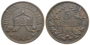 German East Africa. Wilhelm II AE 5 Heller.