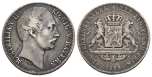 German States. Bavaria (Kingdom), Maximilian II AR Vereinsthaler.