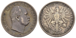 German States. Prussia (Kingdom), Wilhelm I AR Vereinsthaler.