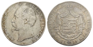German States. Duchy of Saxe-Meiningen, Bernhard II AR Vereinsthaler.