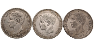 Spain. Group of Three [3] AR 5 Pesetas.