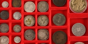 Group of Forty-Seven [47] World Coins in Lindner Tray.