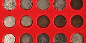 Group of Thirty [30] World Coins in Lindner Tray.