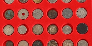 Group of Forty-Two [42] World Coins in Lindner Tray.