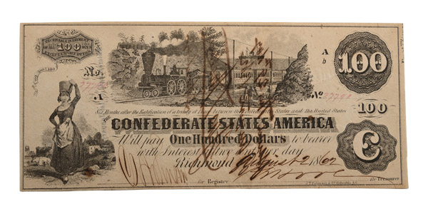 Confederate States of America, One Hundred Dollars T39.
