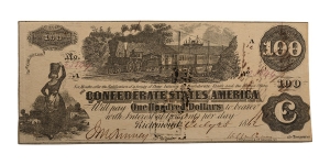 Confederate States of America, One Hundred Dollars T39.