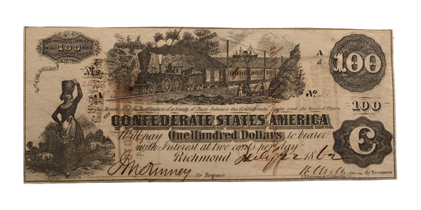 Confederate States of America, One Hundred Dollars T39.