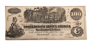Confederate States of America, One Hundred Dollars T39.