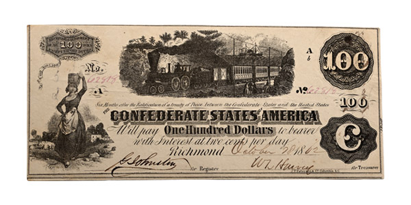 Confederate States of America, One Hundred Dollars T39.