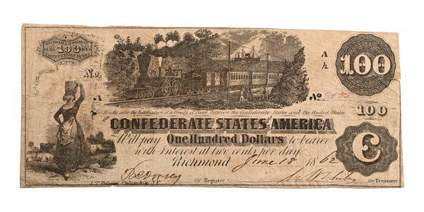 Confederate States of America, One Hundred Dollars T39.