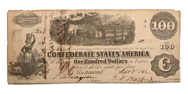 Confederate States of America, One Hundred Dollars T40.