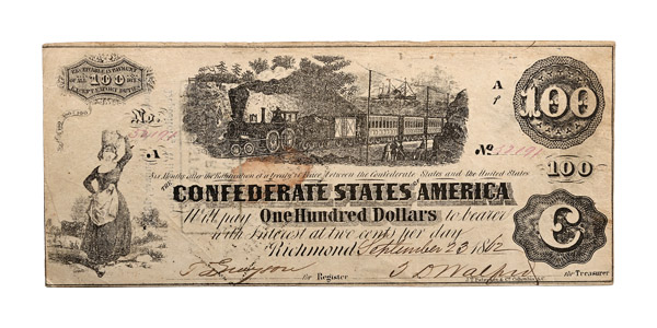 Confederate States of America, One Hundred Dollars T40.