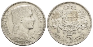 Latvia, Republic AR 5 Lati.