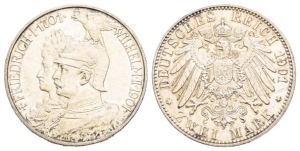 German States. Prussia (Kingdom), Wilhelm II AR 2 Marks.