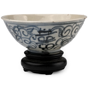 Chinese Blue and White Glazed Bowl with Stand