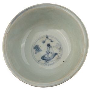 Chinese Blue and White Glazed Bowl with Stand