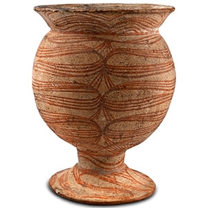 South East Asian Painted Terracotta Chalice