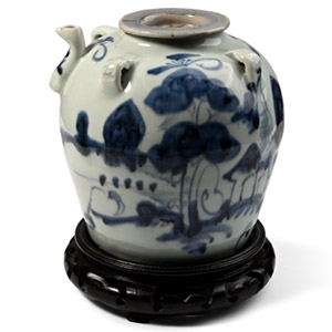 Chinese Blue and White Glazed Teapot with Stand
