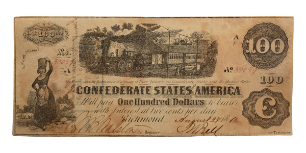 Confederate States of America, One Hundred Dollars T40.
