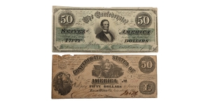 Confederate States of America. Group of Two [2] Fifty Dollars T14 & T16.