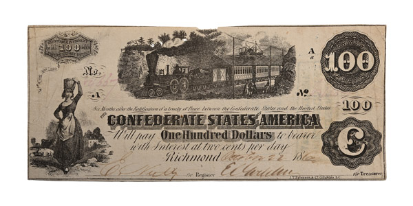 Confederate States of America, One Hundred Dollars T40.