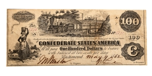 Confederate States of America, One Hundred Dollars T39.