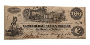Confederate States of America, One Hundred Dollars T39.