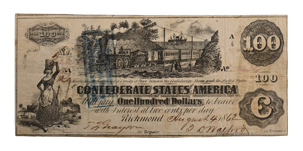 Confederate States of America, One Hundred Dollars T39.