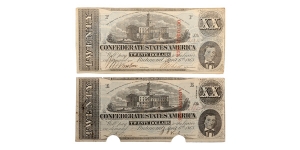 Confederate States of America. Group of Two [2] Twenty Dollars T58.