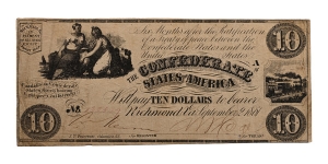 Confederate States of America, Ten Dollars T28.