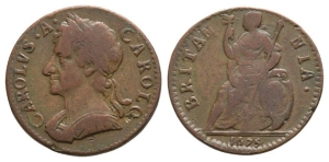 Great Britain. Stuart, Charles II CU Farthing.