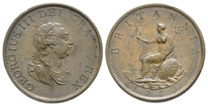 Great Britain. Hanover, George III CU Halfpenny.